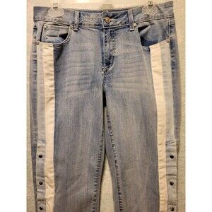 Rewash Button Down Sides Jeans Blue White 29 Breakaway Flirty Coquette Pants